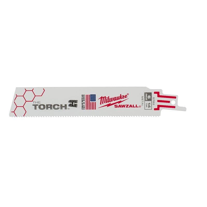 5-Pack 6-Inch 14 TPI Torch Sawzall Blades for Metal Cutting - Heavy-Duty Reciprocating Saw Blades for Demolition, Renovation & Construction Projects