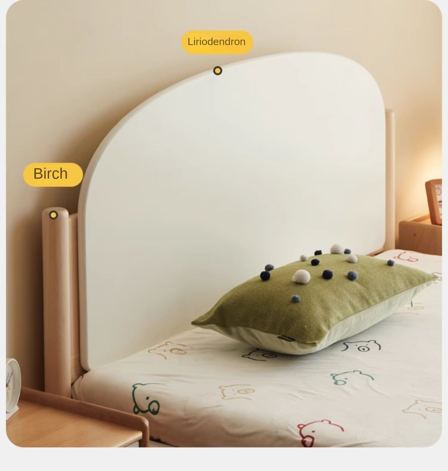 Solid Wood Poplar Kids Bed for Boys & Girls - Durable & Safe Children's Bedroom Furniture for Toddler to Teen Years