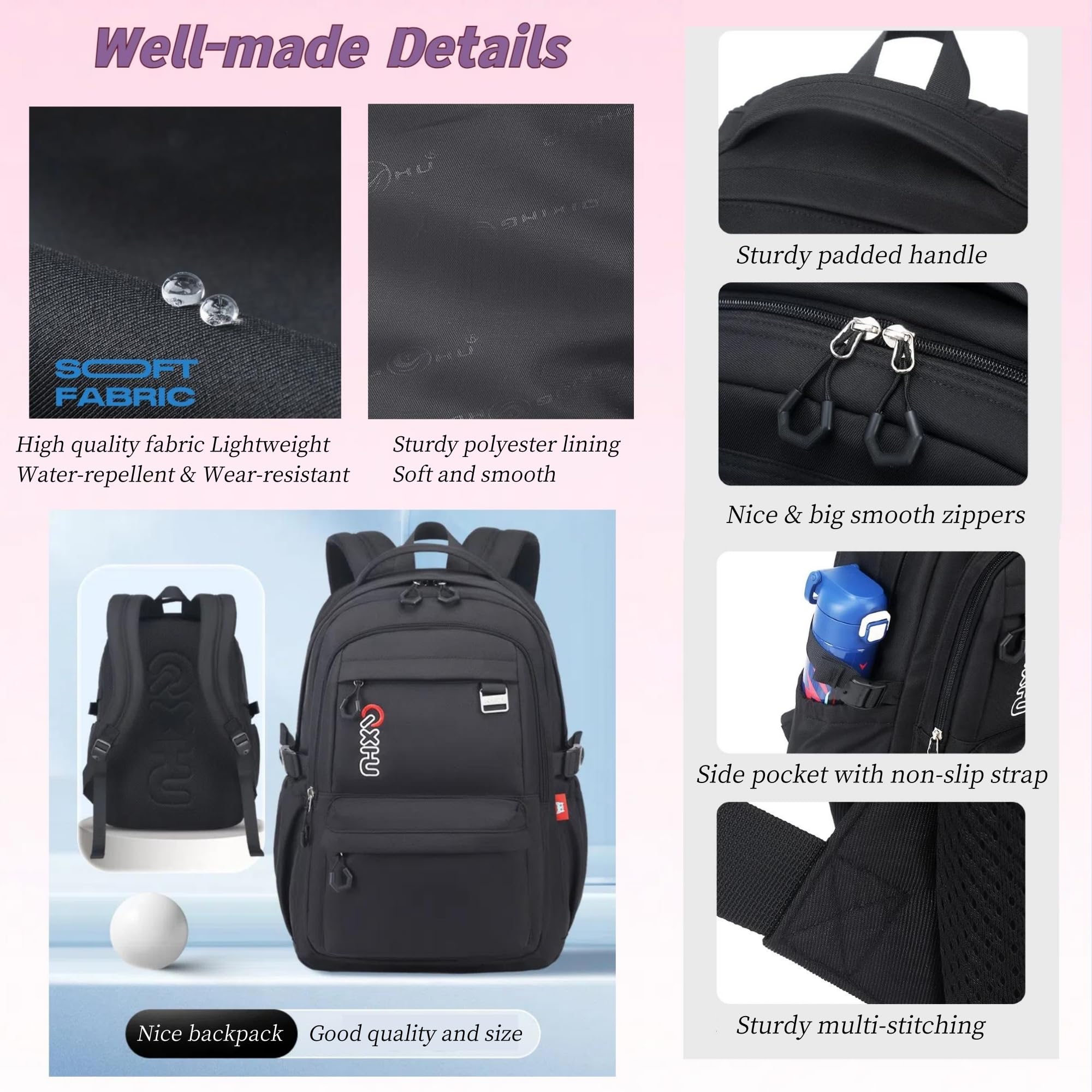 MITOWERMI Waterproof Backpack for Girls & Teens - Light Blue School Bookbag for Middle School, Travel & Casual Use | Durable & Stylish Backpack for Everyday Use, Commuting & Outdoor Adventures