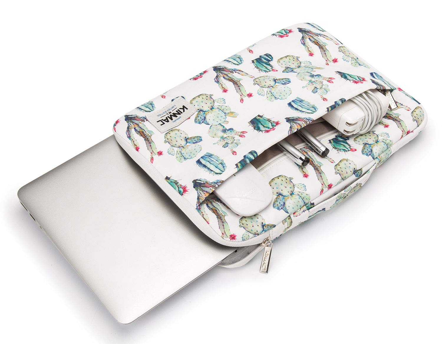 Kinmac 360° Heavy Duty Protective Laptop Sleeve Case Bag with Handle for MacBook Pro 14 Inch, HP, Lenovo, Dell, ASUS, Acer 14-14.4 Inch Laptops (Cactus) - Perfect for Work, Travel, and School
