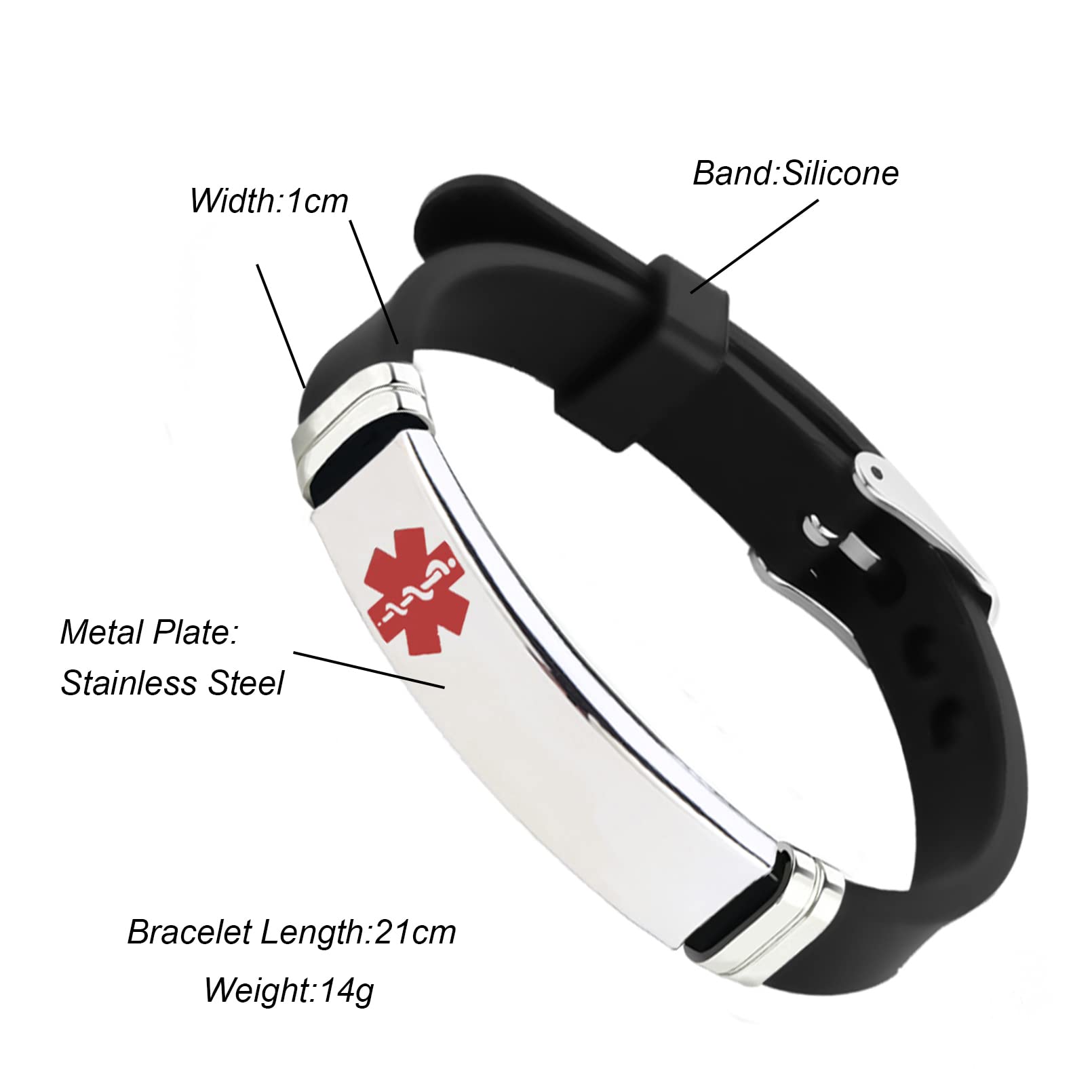 TGLS Red Medical Alert ID Bracelet for Women & Men - Laser Engraved Stainless Steel with Adjustable Silicone Band - Emergency Health Monitoring for Kidney Failure, Diabetes & Allergies - Perfect for Elderly Care & First Aid Situations
