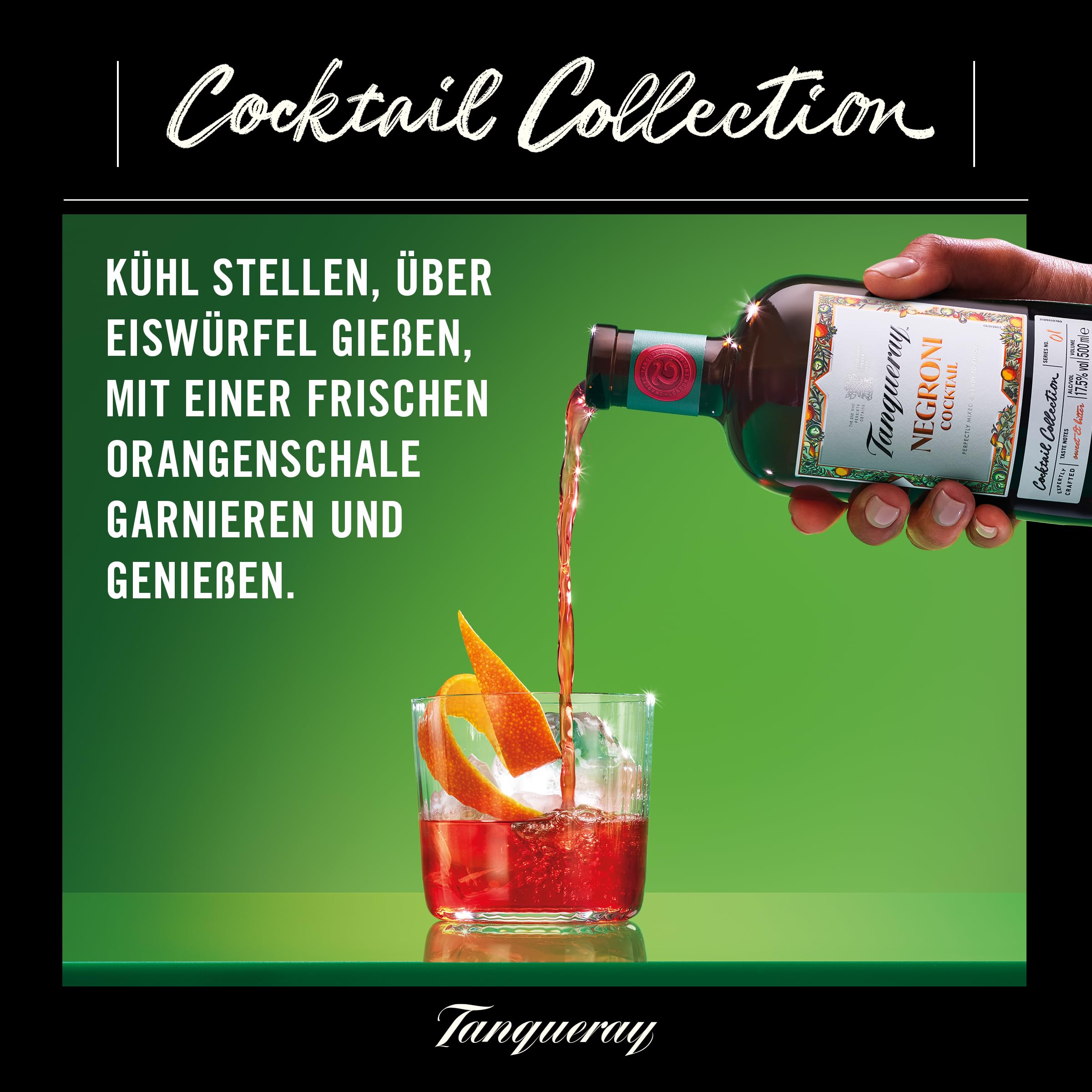 Tanqueray London Dry Gin Negroni Cocktail - Premium 17.5% Alcohol, 500ml Bottle - Perfect for Cocktail Parties, Home Bars & Gifts