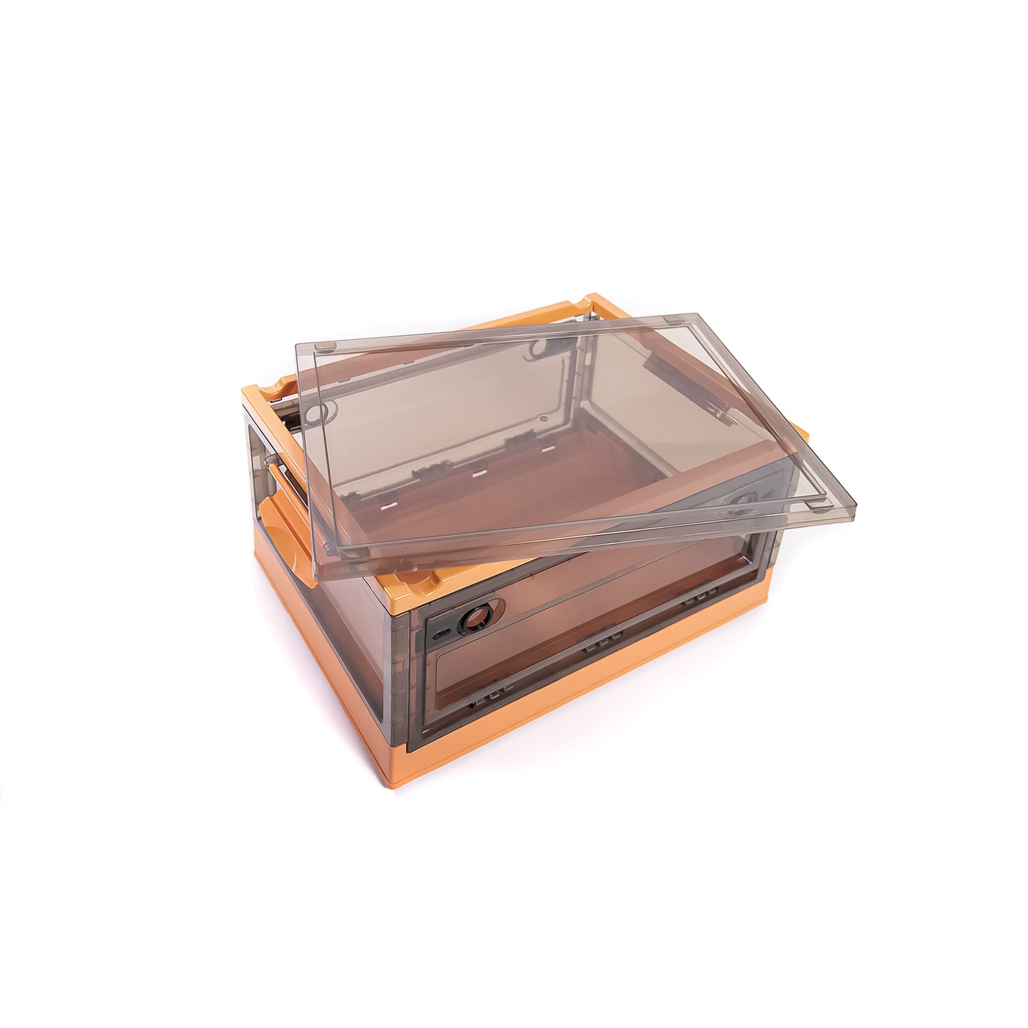 3-Pack Medium Orange Storage Bins with Side Opening & Stackable Lid - Collapsible Foldable Storage Boxes for Home & Office Organization - Perfect for Closet, Pantry, Kids Room & Garage Storage - Best Home Fashion