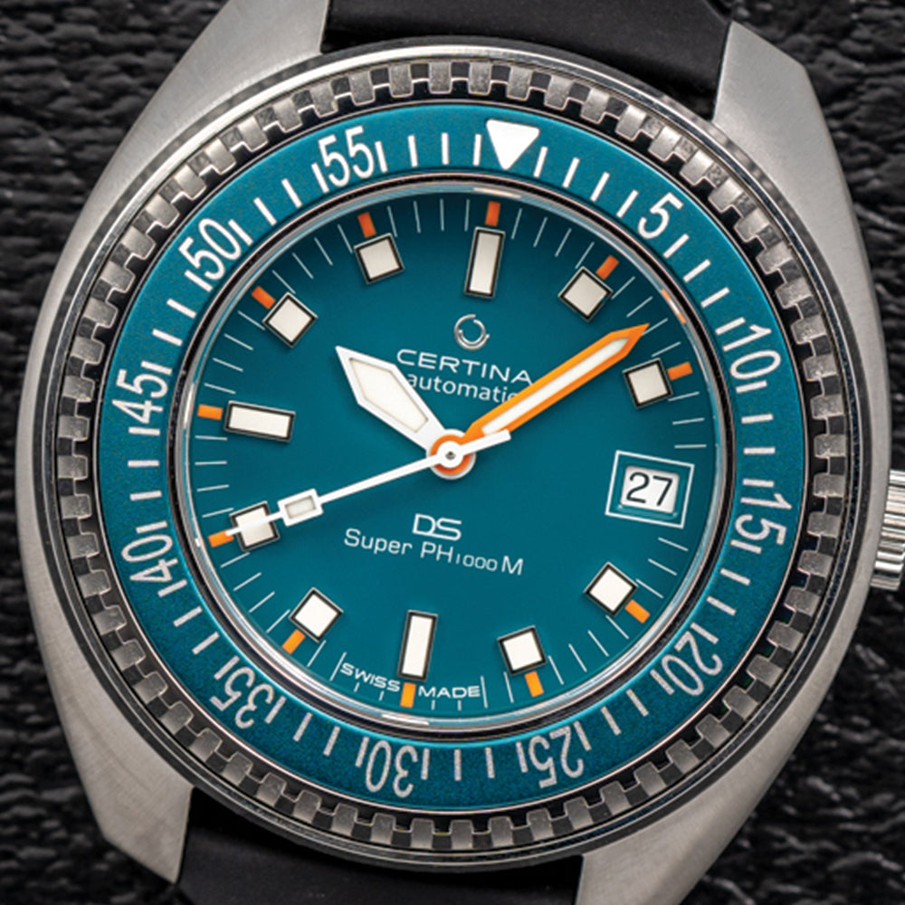 DS Super PH1000M STC 43.5mm Turquoise Dive Watch with Rubber Strap - Perfect for Scuba Diving, Water Sports & Everyday Wear