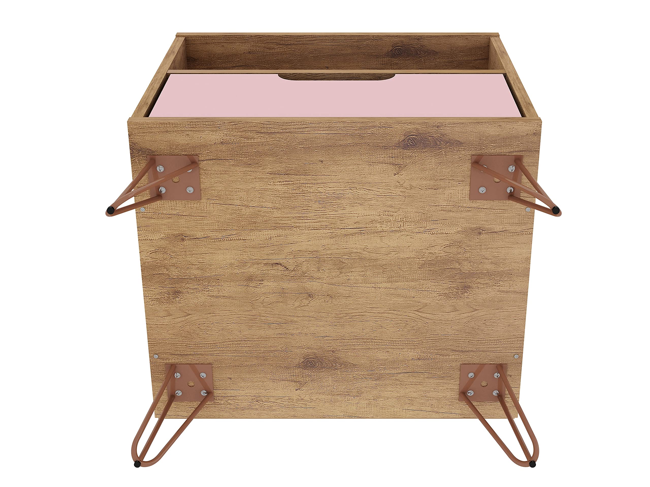 Mid Century Modern Nightstands Set of 2 with Drawer & Cubby - Pink Bedside Tables for Bedroom & Living Room | Functional Storage Organizer for Books, Lamps & Bedroom Essentials