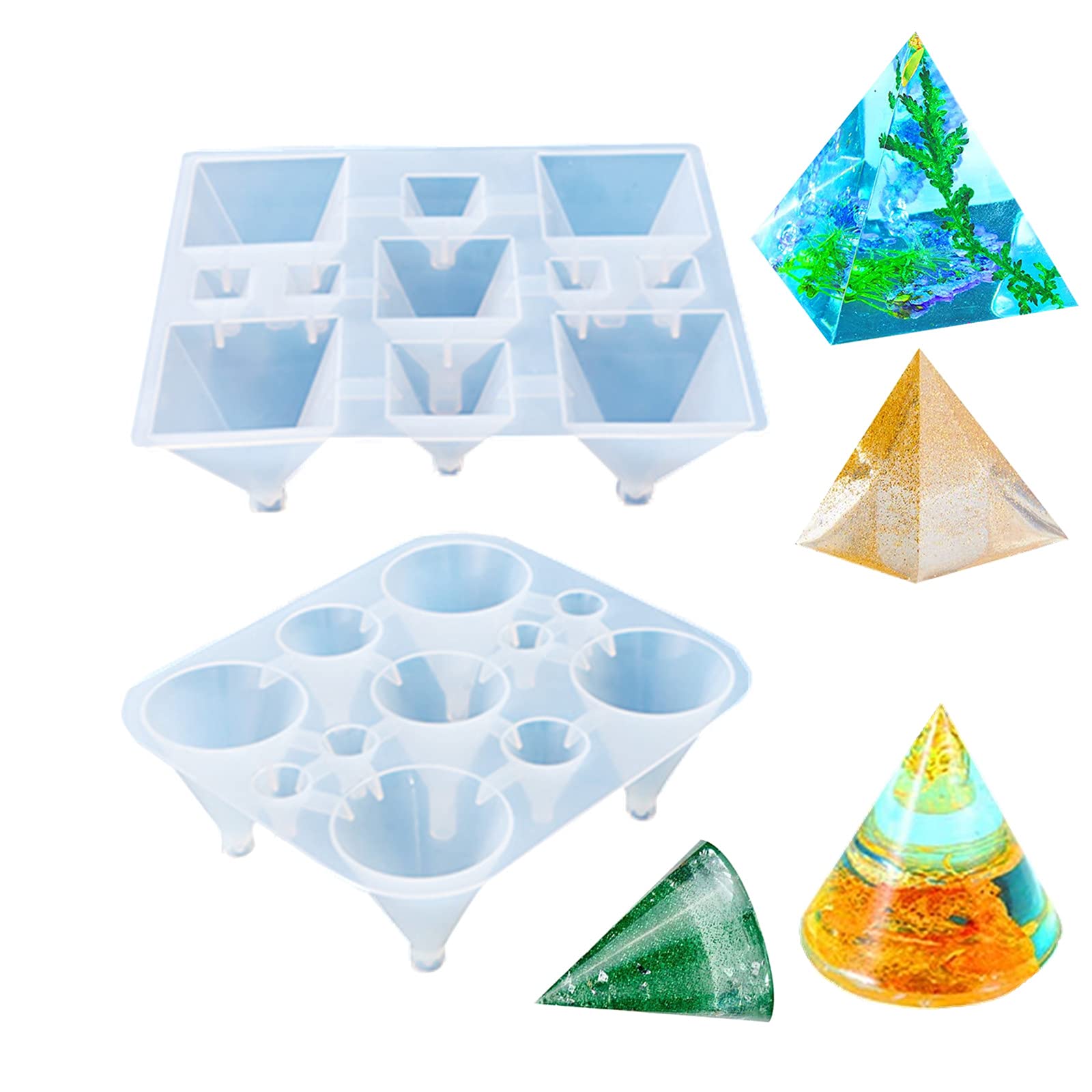 Premium Silicone Resin Casting Molds for Cone Pyramid Crystal - 11-Slot Epoxy Jewelry Box Molds for DIY Crafting, Jewelry Making, Aromatherapy Candles - Perfect for Home Decor, Gift Making & Craft Projects