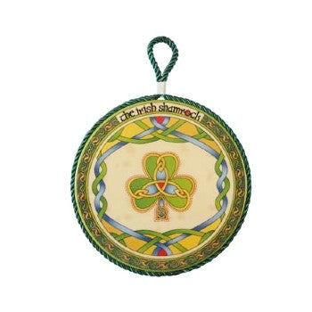 Handcrafted Irish Weave & Shamrock Wall Plaque - Rustic Home Decor for St. Patrick's Day | Perfect as Wall Art or Pot Stand for Kitchen & Garden