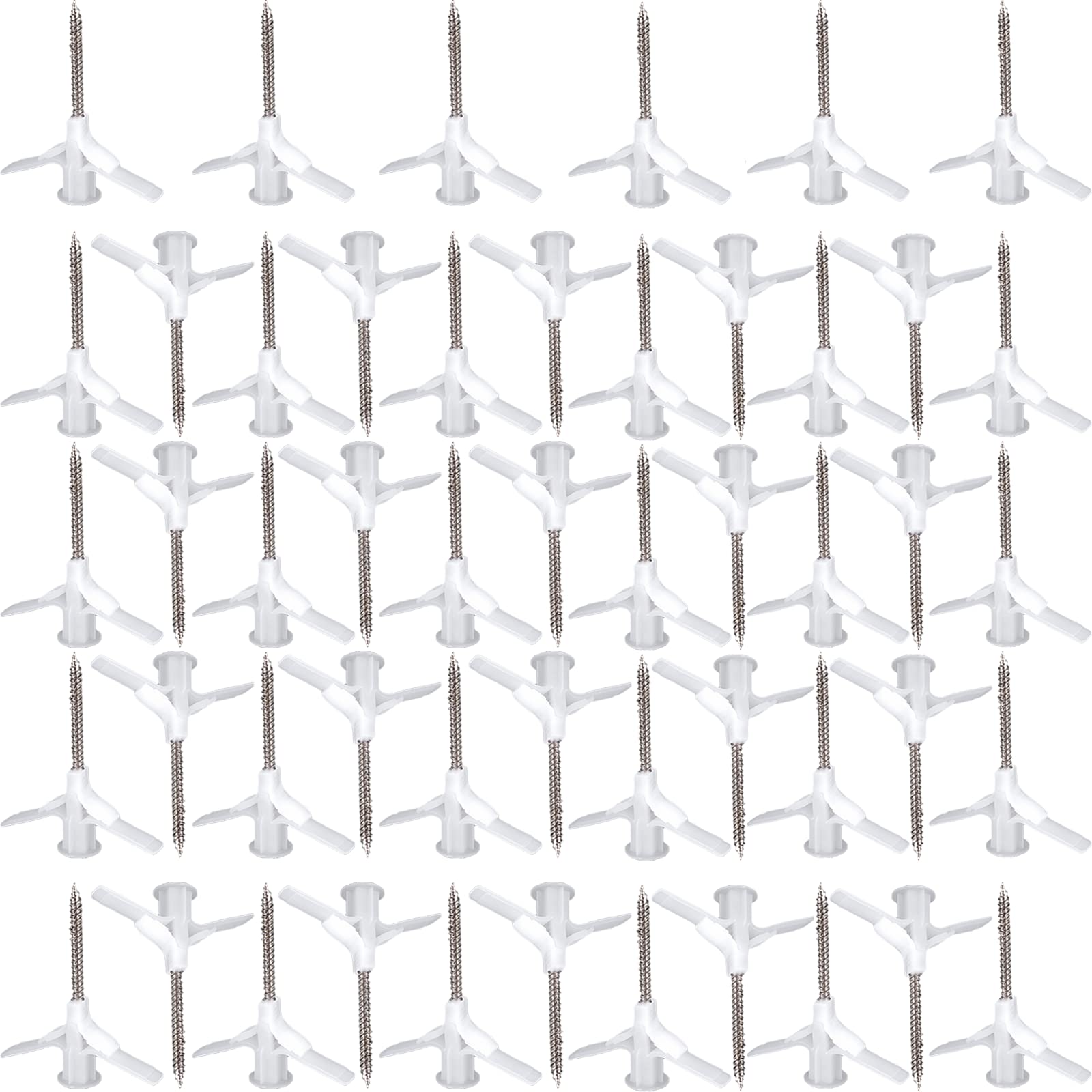 50PCS Drywall Anchors & 50PCS Stainless Steel Screws Kit - Heavy Duty Hollow Wall Anchors for Secure Mounting - Perfect for Hanging Pictures, Shelves & Home Decor Repair