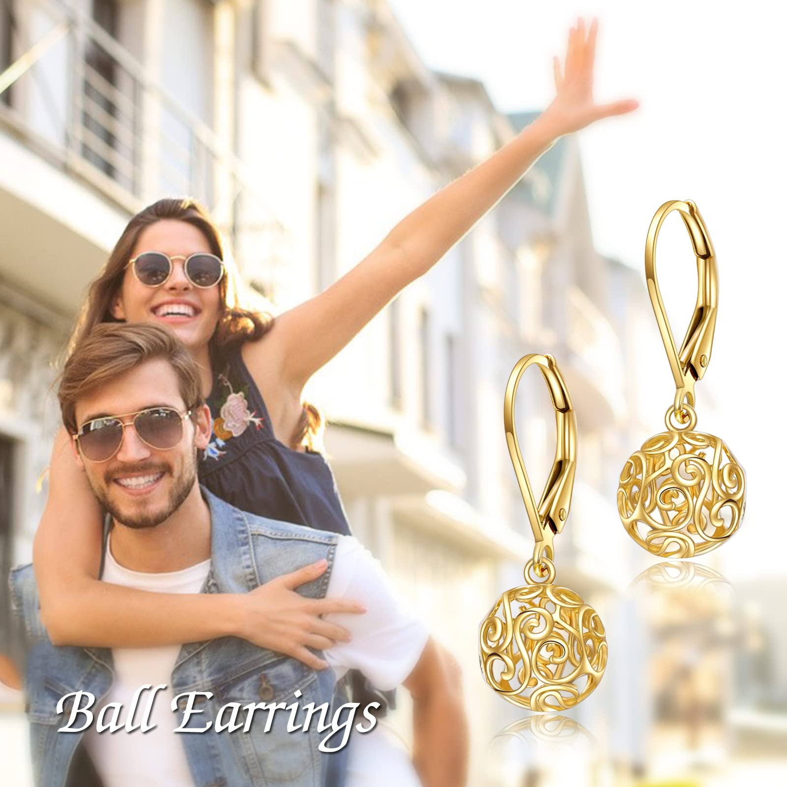 14K Solid Gold Teardrop Earrings for Women - Elegant Leverback Cage Filigree Dangle Drop Earrings | Perfect Birthday Gift for Her | Ideal for Weddings, Parties & Special Occasions
