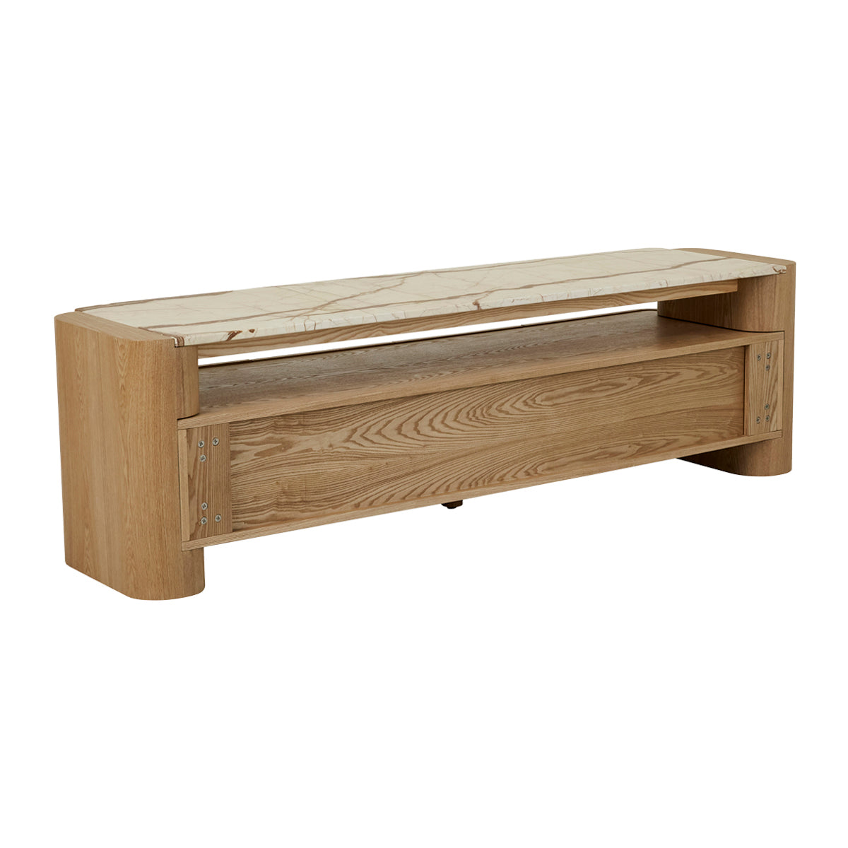 Floyd Marble TV Stand with Storage - Modern Entertainment Center for Living Room, Bedroom & Home Theater - Stylish Media Console with Shelves & Cabinets