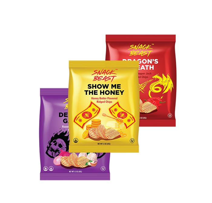 Rippled Seasoned Potato Chips Variety Pack - 6 Pack (1.5oz Each) - Gluten Free, Kosher Certified - The Unholy Trinity Flavor - Crunchy Ridged Snacks for Parties, Picnics & Game Nights