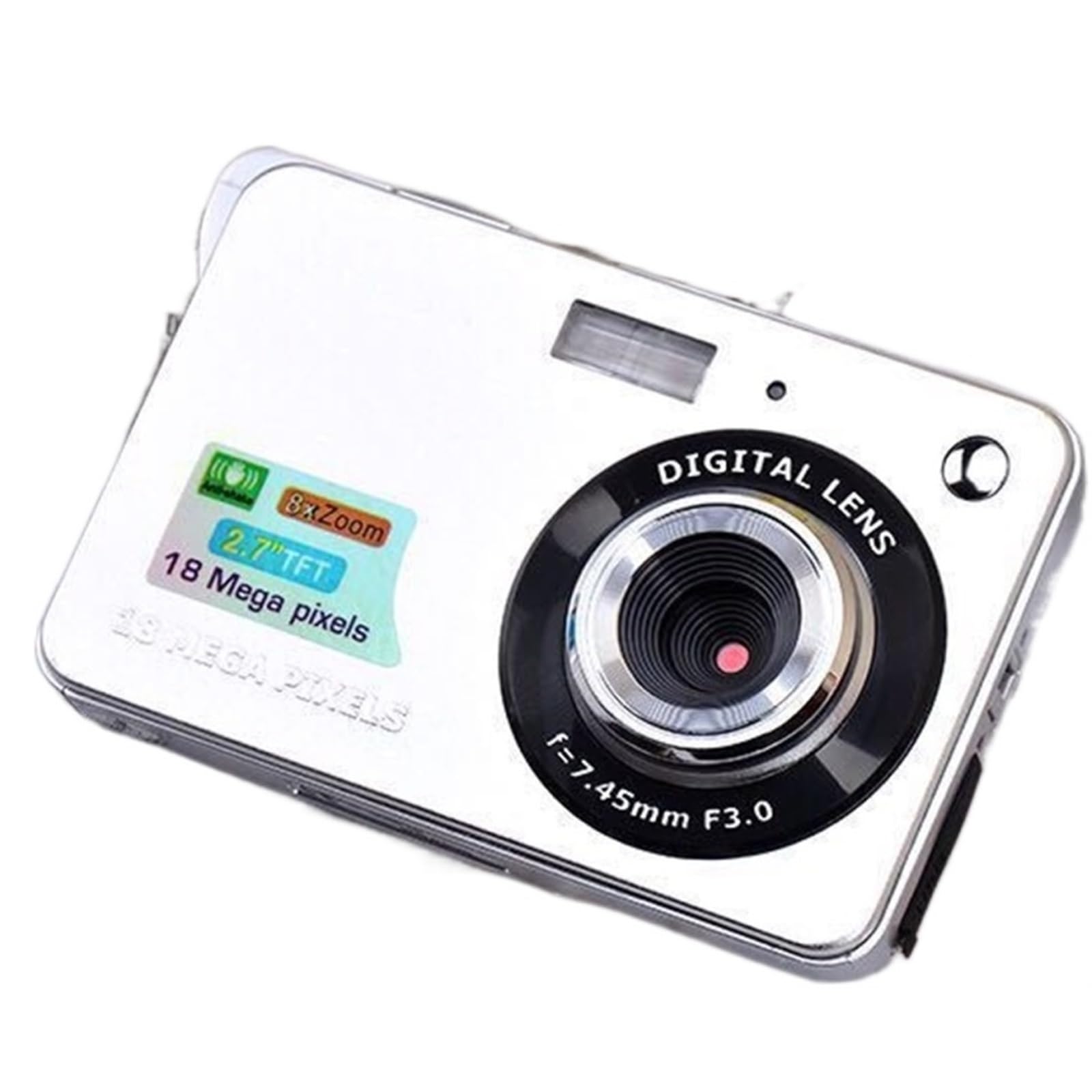18MP MZZYG HD Digital Video Camera for Students - Silver with Card Reader | Perfect for Vlogging, Travel, and Selfie Photography