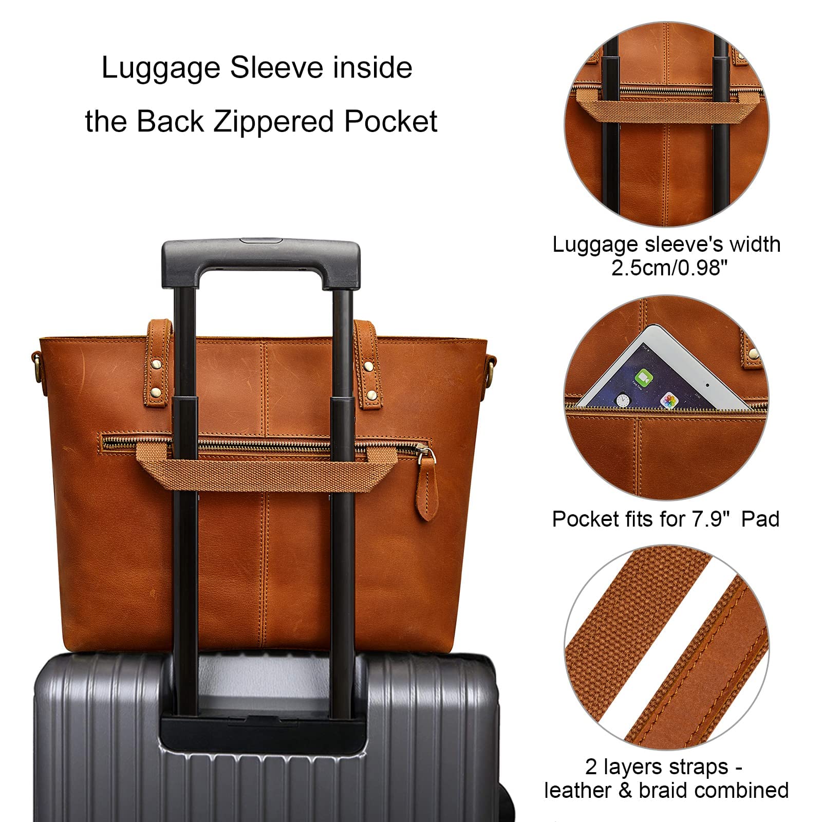 S-ZONE Genuine Leather Tote Bag for Women with Matching Distressed Shoulder Bucket Purse - Stylish Handbag Set for Work, Travel & Everyday Use