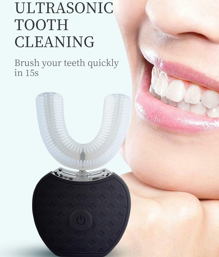 U-Shaped Electric Toothbrush for Adults - 360° Ultrasonic Teeth Whitening Toothbrush with Wireless Charging & LED Light - IPX7 Waterproof - Perfect for Travel, Home Use and Oral Care Gifts