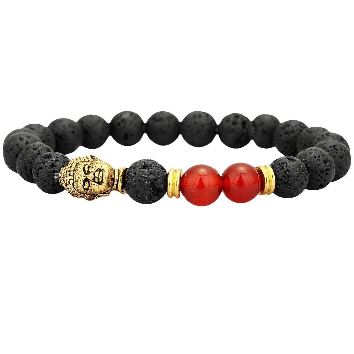 Natural Lava Rock Beads Bracelet for Men & Women - 8mm Chakra Healing Stone Bracelet with Aromatherapy Essential Oil Diffuser | Yoga, Meditation & Spiritual Gift