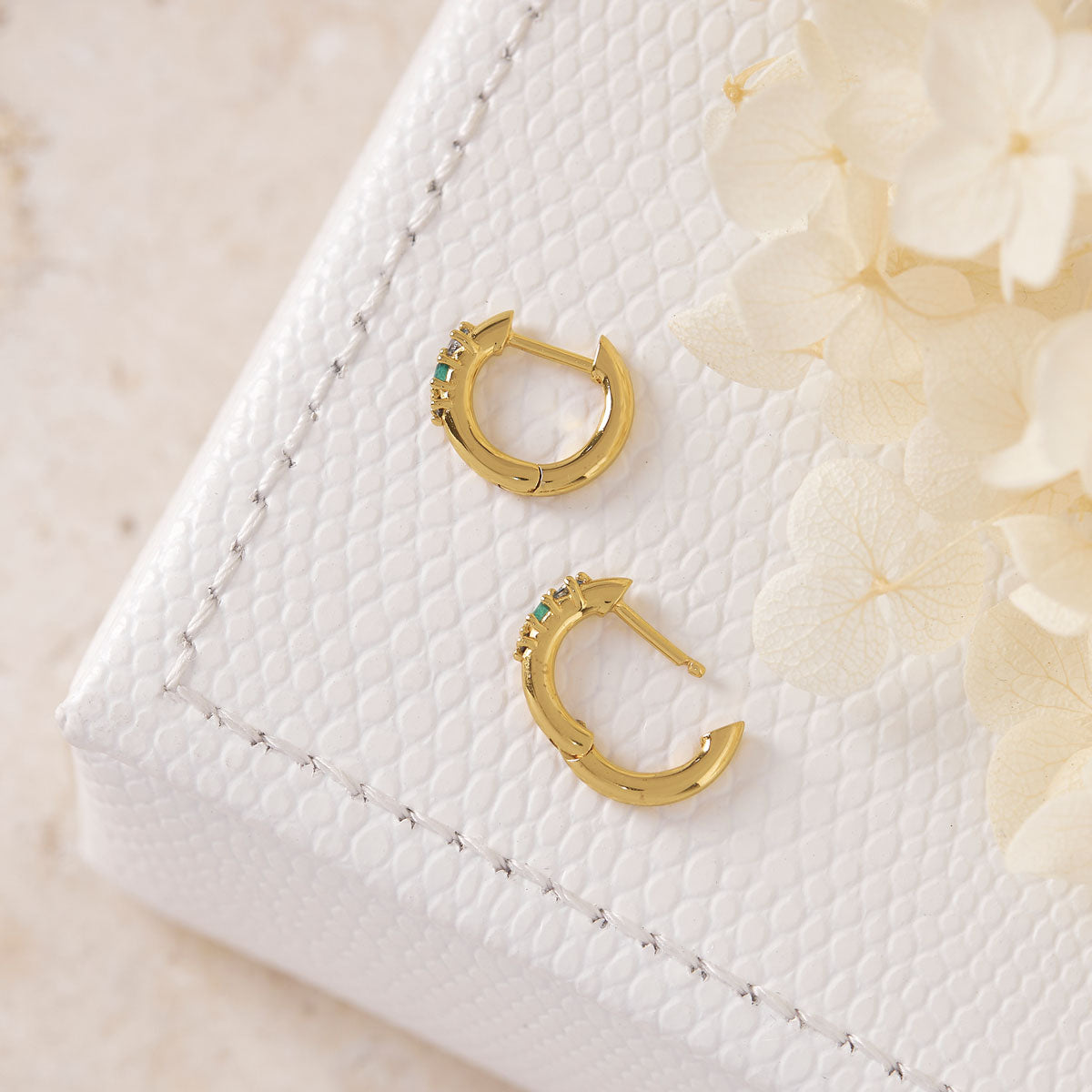 Seraphic Blue Huggies Gold Earrings - Elegant Dainty Jewelry for Women, Perfect for Weddings, Parties & Everyday Wear
