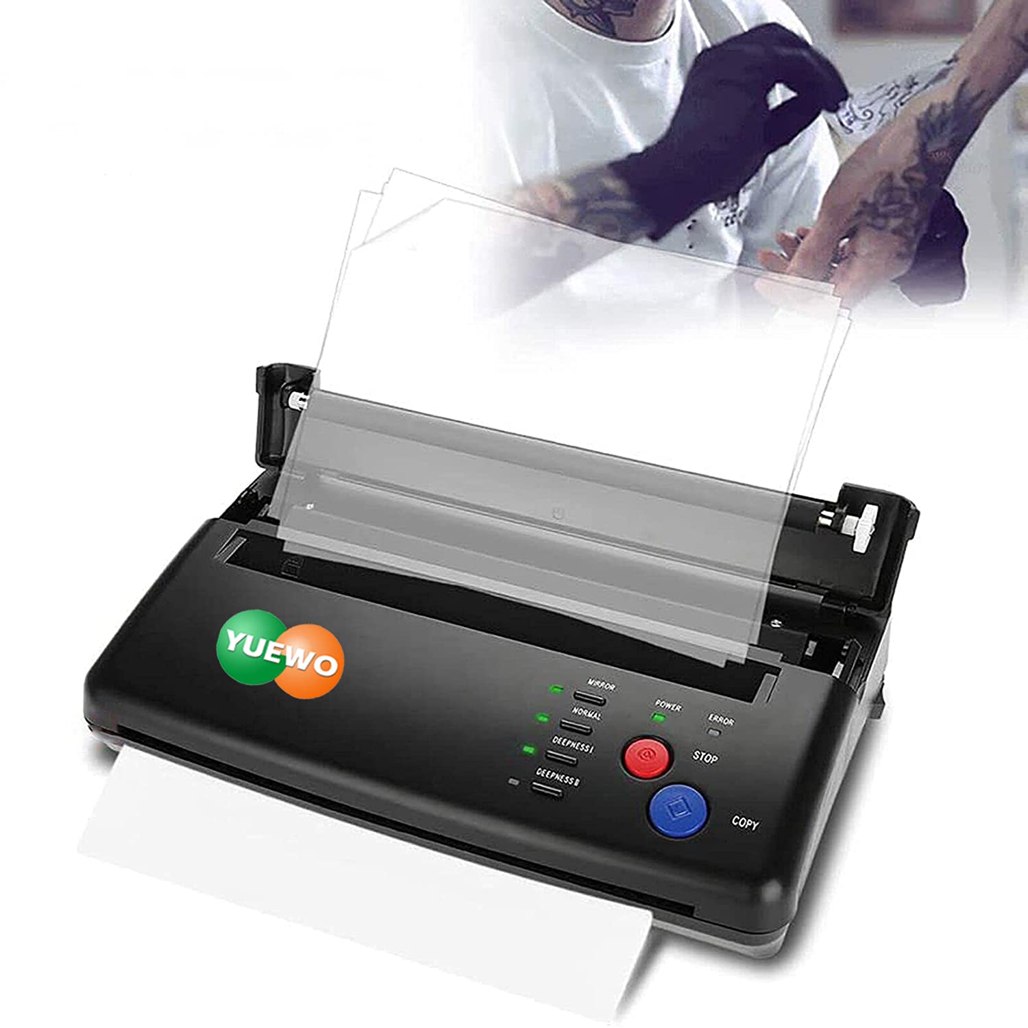 YUEWO Tattoo Stencil Transfer Machine - Professional Thermal Copier Printer for Temporary & Permanent Tattoos with Transfer Paper | Ideal for Tattoo Artists, Studios & DIY Tattoo Enthusiasts