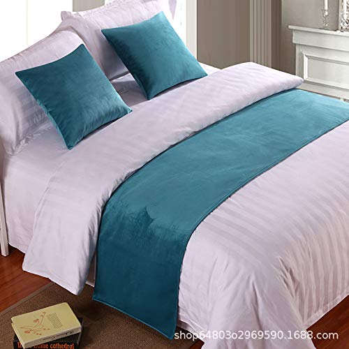 Luxury Velvet Bed Runner Set with Square Pillow Core - Wasabi Green | Hotel-Quality Bedding, Linen & Towel for Home Decor | Perfect for Master Bedroom, Guest Room & Airbnb Styling