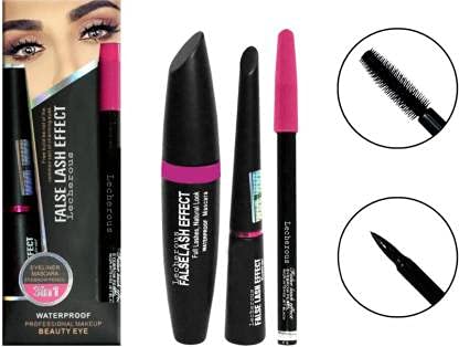 Waterproof 3-in-1 Makeup Set: Kajal Eyeliner, Mascara & Eyebrow Pencil with 36H Long Lasting Liquid Eyeliner (5-Piece Beauty Kit) - Perfect for Daily Makeup, Party Looks & Professional Makeup Artists