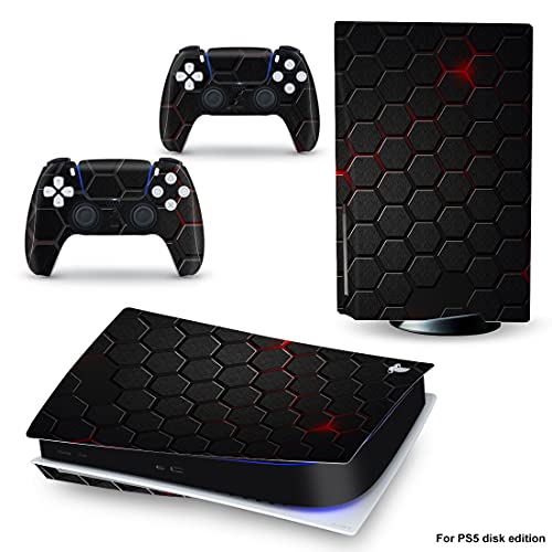 Toxxos Anime PS5 Skin for Disc Edition - Black & Red Vinyl Cover Wrap for PlayStation 5 Console & Controller | Protective Decal for Gaming Setup & Personalized Style