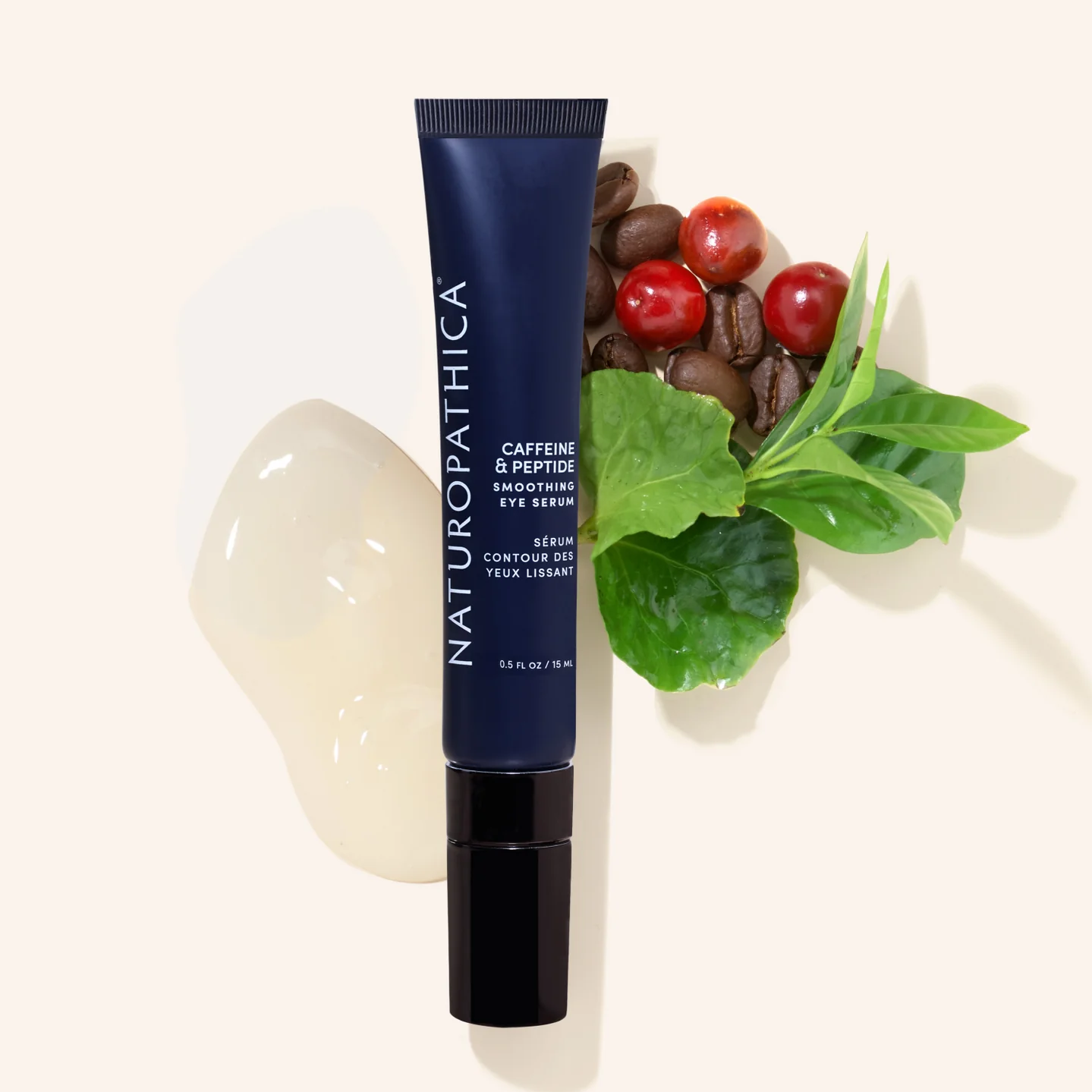 Naturopathica Caffeine + Peptide Smoothing Eye Serum for Dark Circles & Puffiness - Anti-Aging Eye Treatment for Wrinkles & Fine Lines - Perfect for Morning & Night Skincare Routine