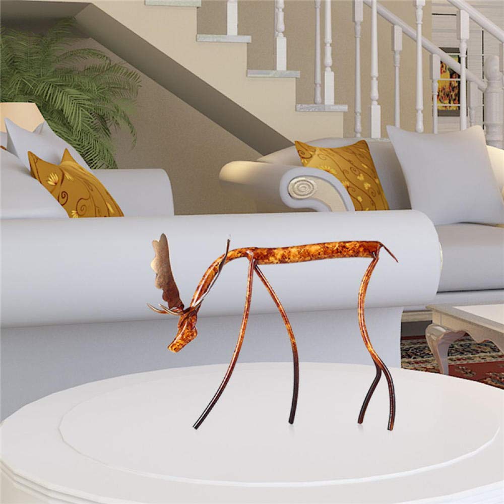 Handcrafted Iron Deer Sculpture - Elegant Bow Decor Statue for Home & Office - Metal Animal Figurine, Elk Ornament, Unique Gift Idea for Nature Lovers (Perfect for Bookshelf, Mantel, or Garden Decor)