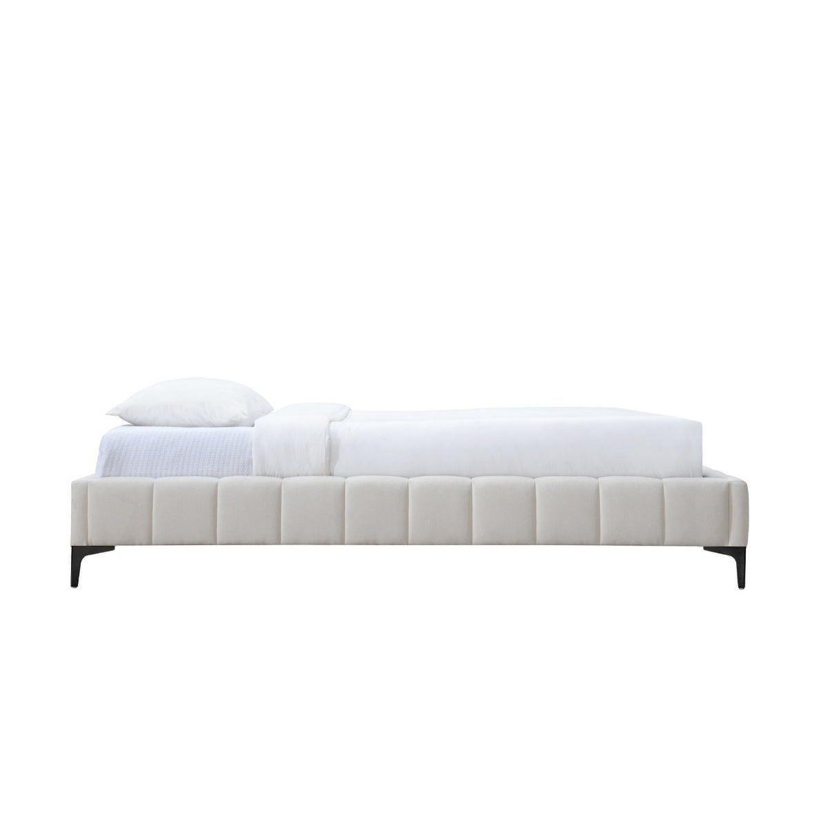 Georgia Fabric King Single Bed Frame - Sturdy & Stylish Platform Bed with Wooden Slats for Home, Bedroom, Guest Room, Dorm - Easy Assembly & Modern Design