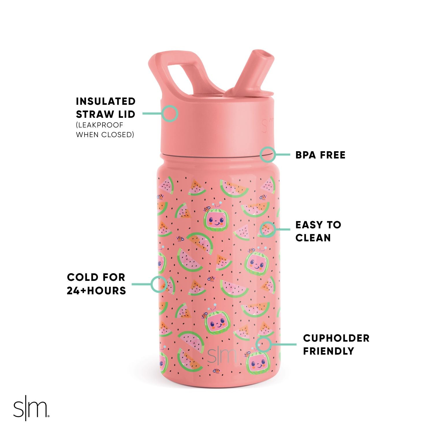 Summit Kids Water Bottle with Straw Lid - BPA Free, Leak Proof, Insulated Stainless Steel Bottle for School, Sports & Outdoor Activities