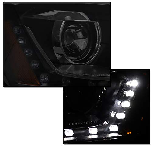 LED DRL Projector Headlights - Black/Smoke - Compatible with 2011-2017 Volkswagen Jetta | High Performance Car Lighting for Night Driving & Style Upgrade