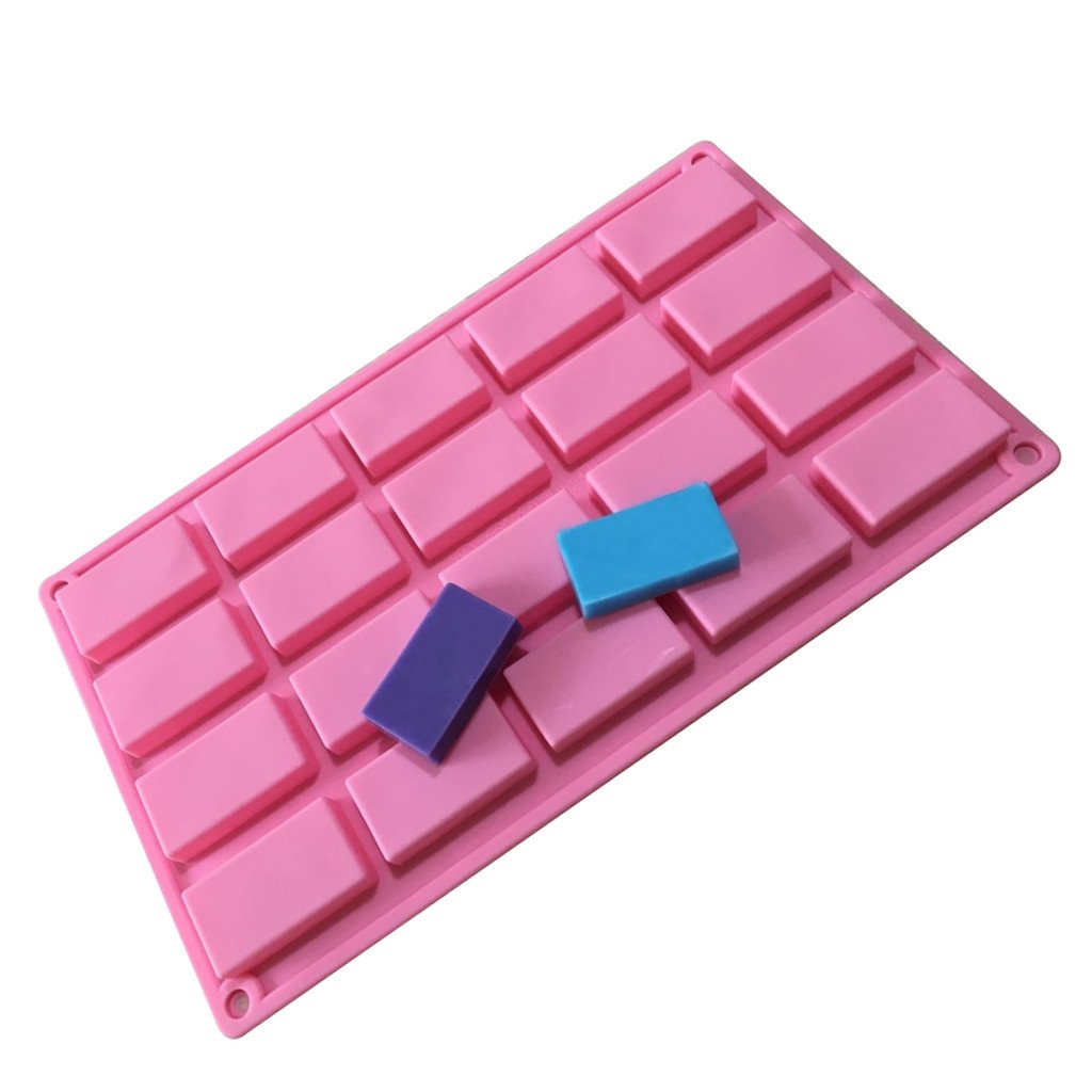 20 Cavities Rectangle Silicone Soap Molds - DIY Handmade Guest Sample Soap, Ice Cube Tray for Biscuit, Candy & Chocolate Bar Making - Perfect for Home Crafting, Party Favors and Gift Packaging