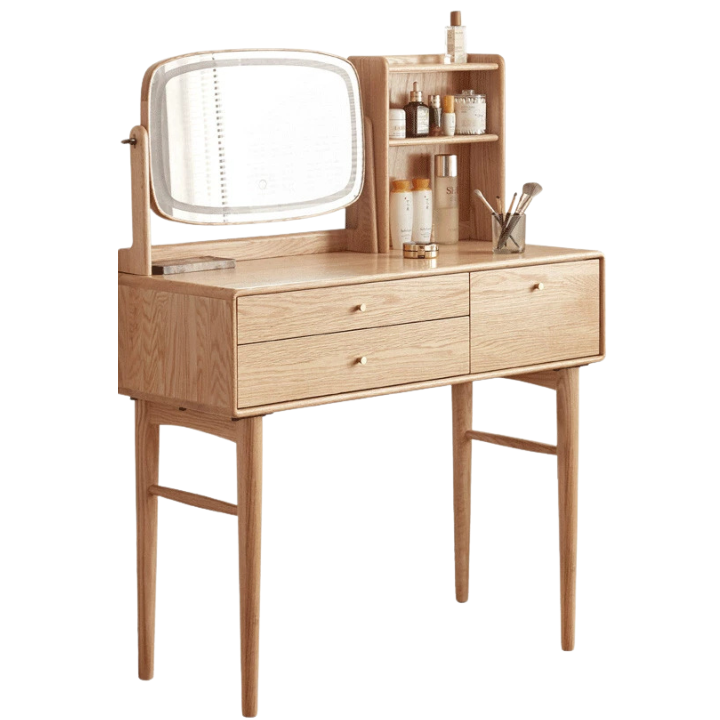 31.5x15.7x48.4 inch/ 80x40x123сm/ Natural Wood Color/ Ash wood dressing table with light