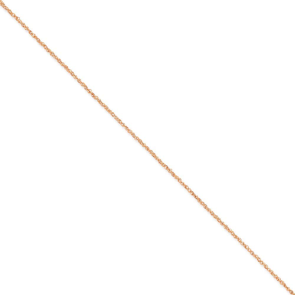 Roy Rose Jewelry 14K Rose Gold 1.7mm Rope Chain Anklet - 10 Inch Adjustable Ankle Bracelet for Women, Perfect for Beach, Wedding & Everyday Wear