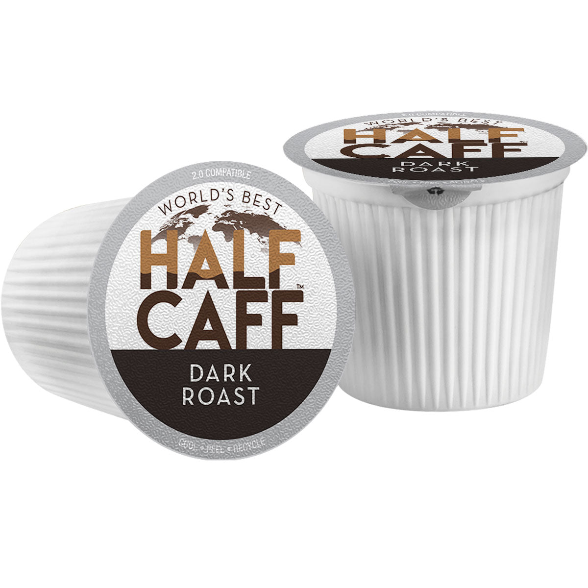 World's Best Half Caffeine Dark Roast Coffee Pods - Compatible with Keurig 2.0 - Perfect for Morning Energy & Evening Relaxation