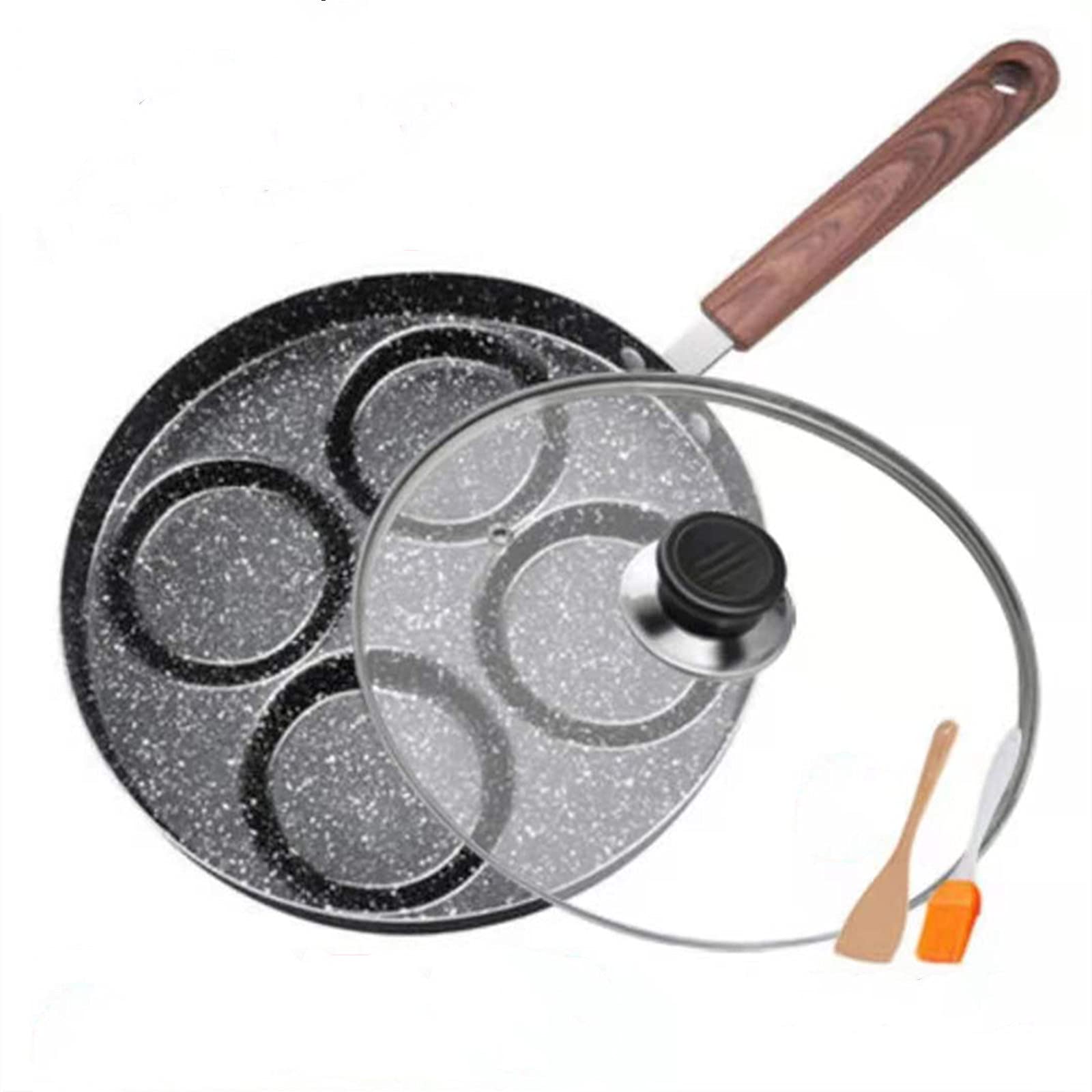 4-Cup Non-Stick Egg Frying Pan Mold | 9.5” Breakfast Egg Cooker Rings | Food-Grade Safe & Healthy Material | Compatible with Gas Stove & Induction Hob | Perfect for Pancakes, Omelets & Breakfast Cooking