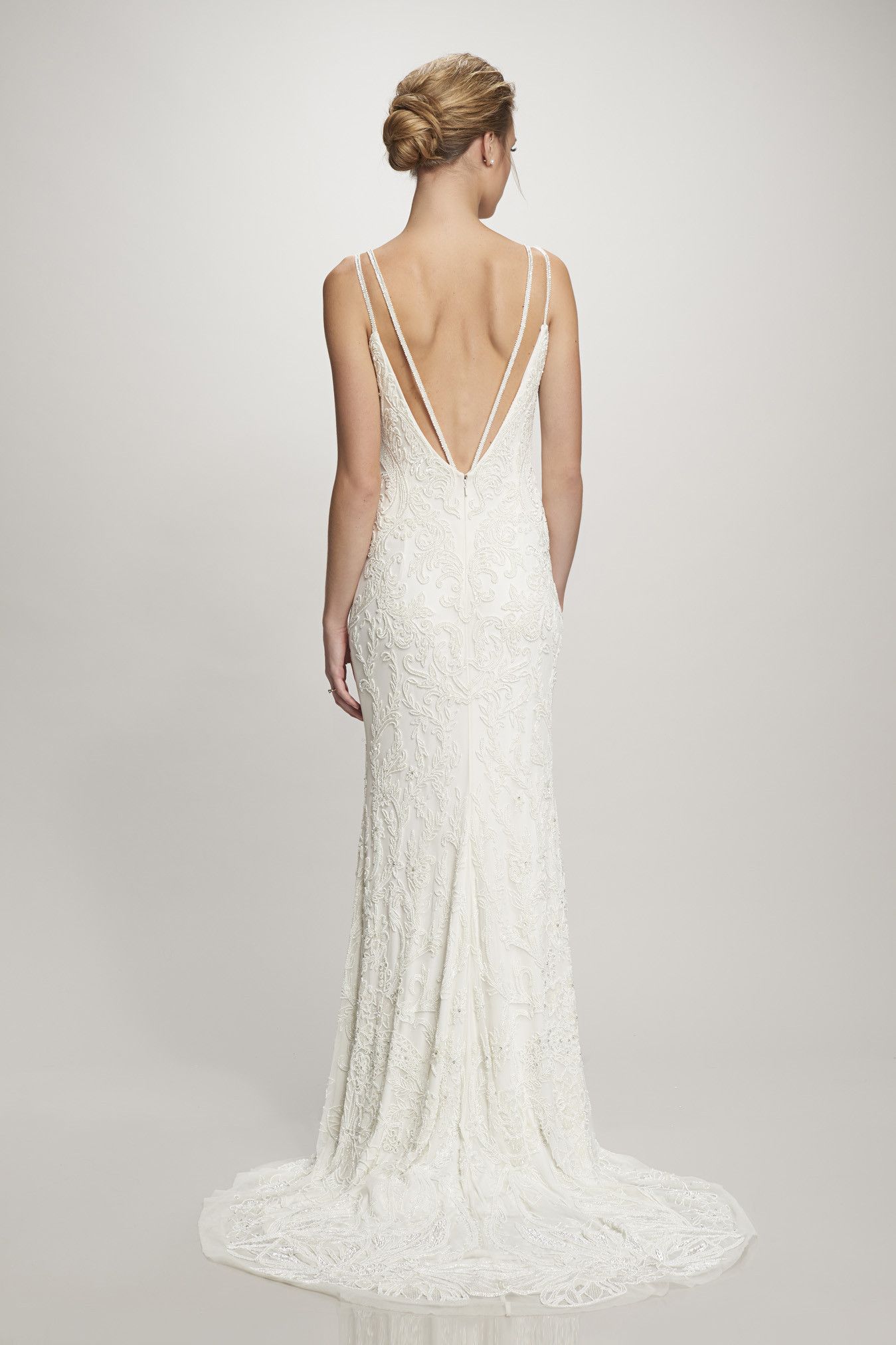 Theia Irina 890219 Elegant Lace Wedding Dress with Long Train - Perfect for Bridal Ceremony, Formal Events & Romantic Photos