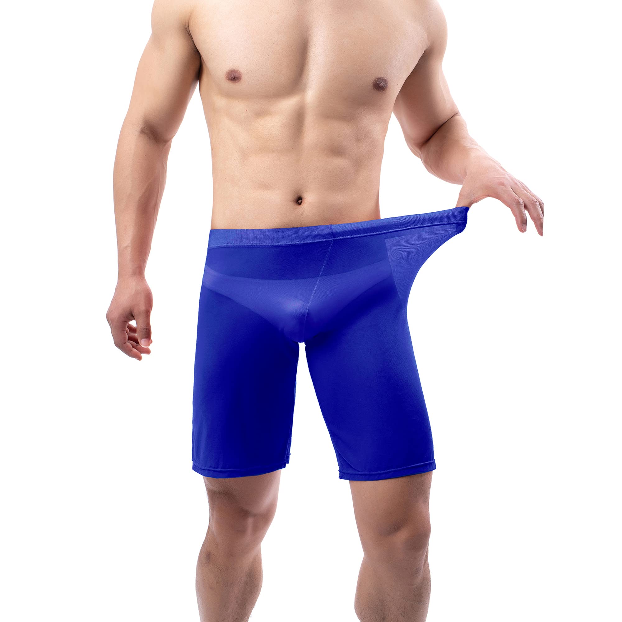 QiaTi Men's Mesh Boxer Shorts - Breathable See-Through Loose Lounge Underwear & Pajama Shorts for Sleepwear, Gym, and Summer Comfort