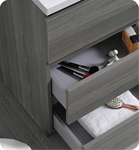 Fresca Lazzaro 24 Inch Gray Wood Modern Bathroom Storage Cabinet - Freestanding Vanity for Bathroom Organization (Sink Not Included) | Perfect for Small Bathrooms, Powder Rooms & Apartment Decor