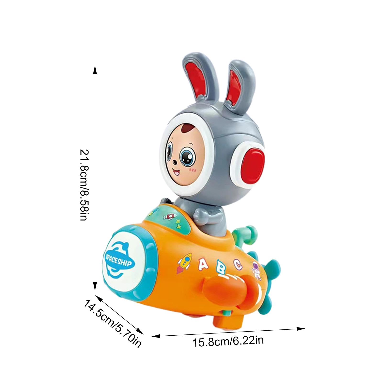 Interactive Electric Bunny Toy with Face Changing & Spaceship - Walking Rabbit Toy with Lights & Music for Kids - Perfect for Playtime, Birthday Gifts & STEM Learning