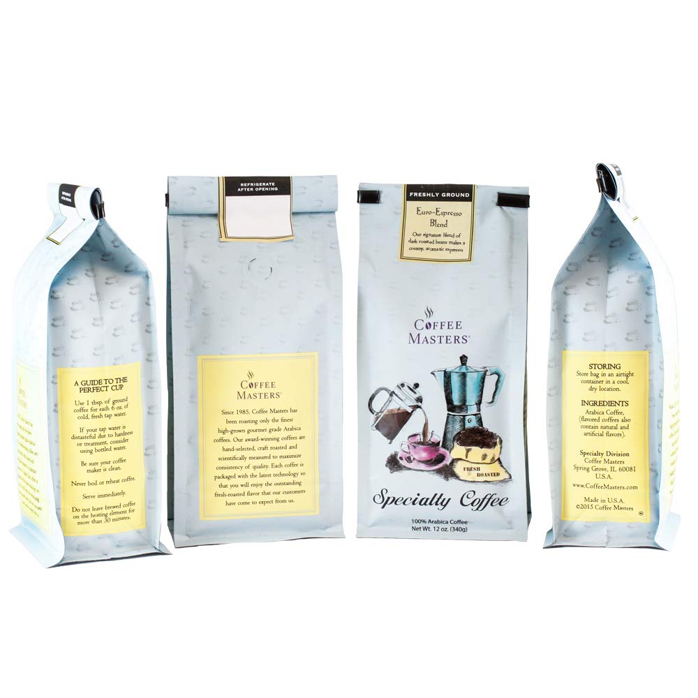 Premium Gourmet Coffee - Euro Espresso Blend Ground Coffee, 12-Ounce Bags (Pack of 4) | Rich & Bold Flavor for Espresso Machines, French Press & Drip Coffee Makers | Perfect for Home, Office & Cafes