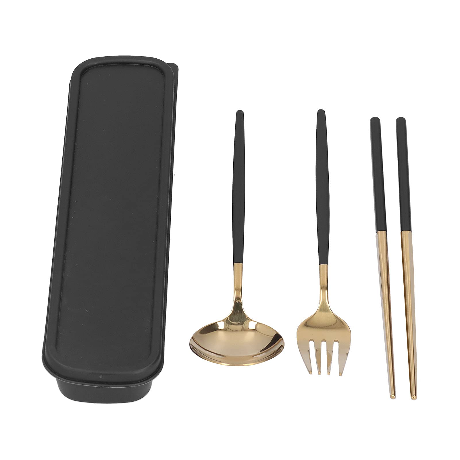 Portable Travel Utensil Set - Reusable Chopsticks, Spoon & Fork 3-Piece Flatware Kit with Compact Storage Case | Perfect for Camping, Picnics, School Lunches & Outdoor Dining