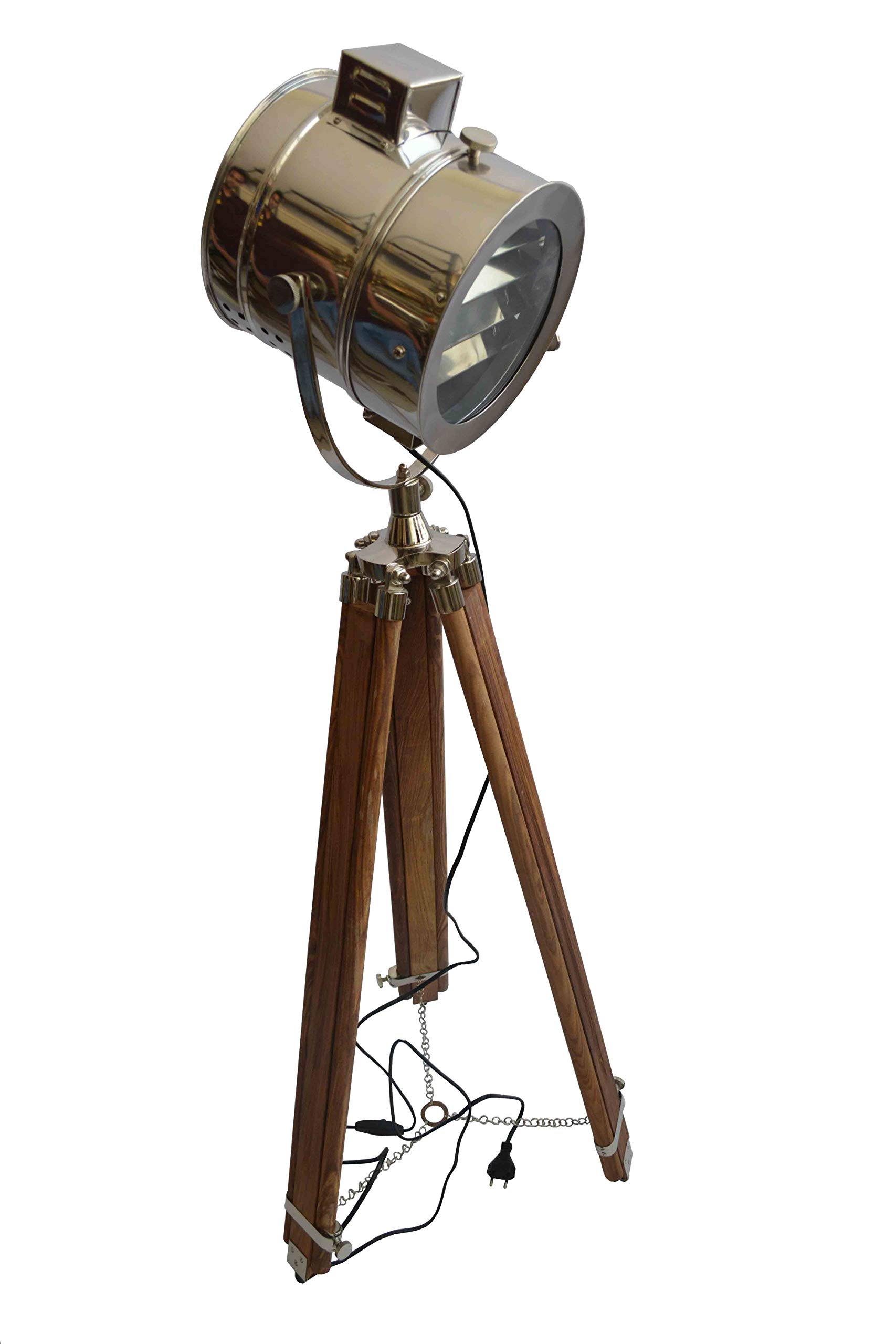 THOR INSTRUMENTS Vintage Nautical Floor Lamp - Adjustable Tripod Spotlight for Living Room, Bedroom & Office - Rustic Marine Decor, Perfect Gift for Home & Studio Lighting