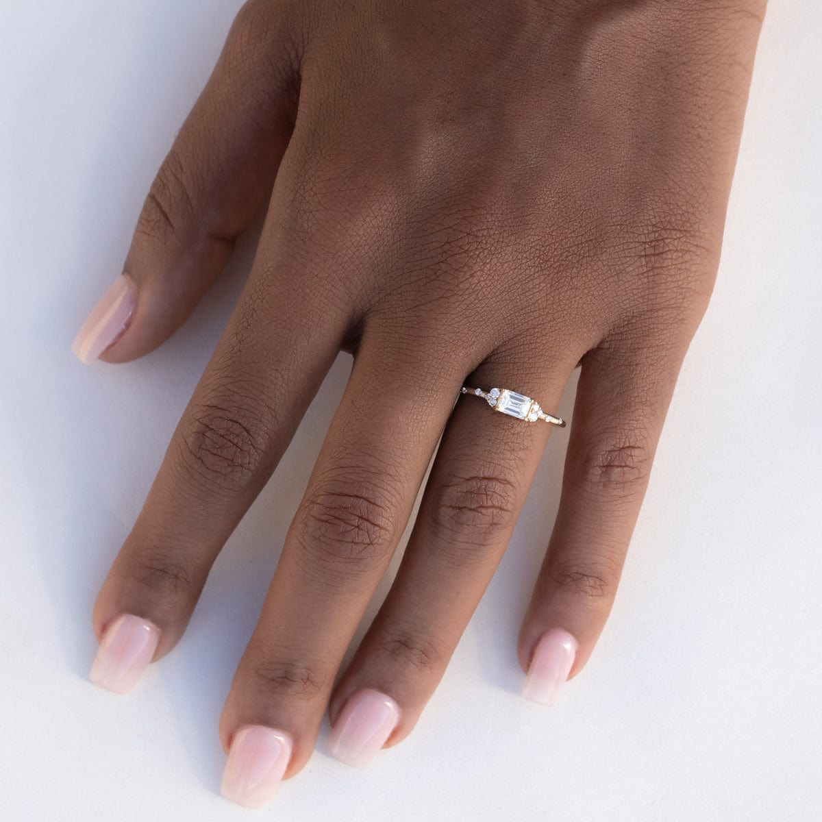 Starry East West Diamond Ring for Women - Elegant 14K Gold Stackable Band - Perfect for Engagement, Wedding & Anniversary Gifts