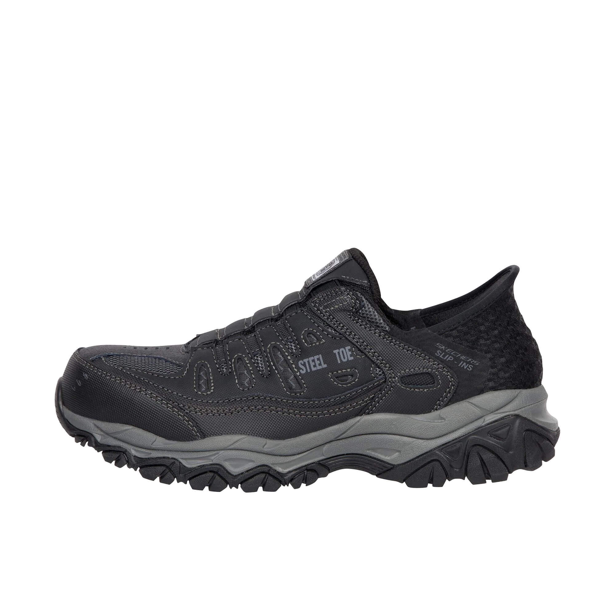 Men's Cankton Faison Slip-On Steel Toe Work Shoes - Black Safety Footwear for Construction, Warehouse & Industrial Work