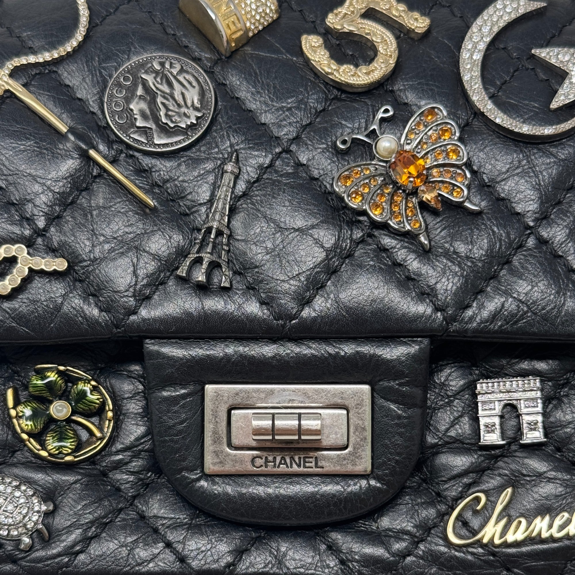 Chanel Black Charms 2.55 Reissue 224 Flap Bag - Luxury Designer Handbag for Women | Perfect for Evening Parties, Date Nights & Special Occasions