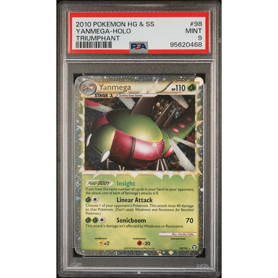 2010 Pokemon Triumphant Yanmega 98/102 PSA 9 Graded Card - Rare Collectible for Pokemon TCG Fans & Investors | Perfect for Display, Gaming & Trading