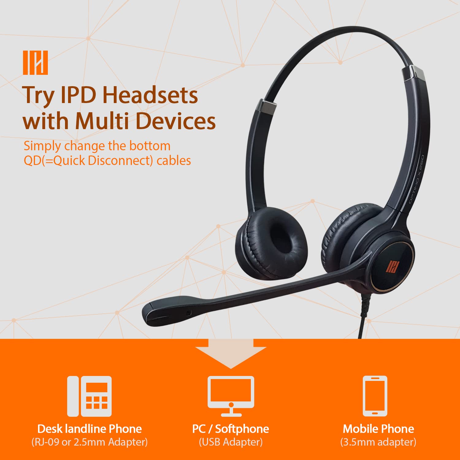 IPD IPH-255 USB Noise Cancelling Headset with Microphone for Office & Call Centers | Compatible with Skype, Microsoft Teams, Cisco Jabber | Perfect for Remote Work & Online Meetings