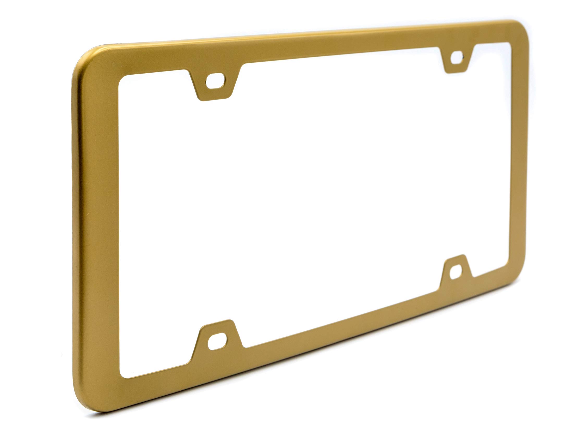 2Pcs Stainless Steel License Plate Frames - Dull Gold License Plate Cover with Corrosion Resistant Security, 4 Hole Design with Screws Included - Perfect for Cars, Trucks & SUVs