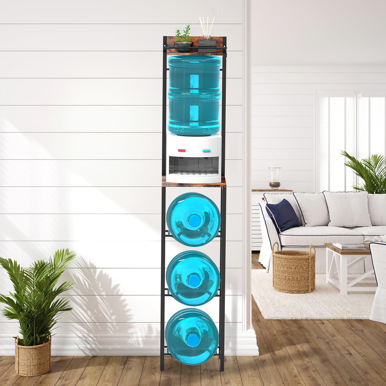 **5 Gallon Water Cooler Jug Rack - 3-Tier Removable Water Bottle Holder with Storage Shelves for Kitchen, Office & Living Room - Organizer for Coffee Machine & More (Upgraded)**    **Usage Scenarios:** Keep your kitchen, office, or living room organized with this versatile 3-tier water bottle rack—perfect for holding 5-gallon jugs, coffee machines, and other essentials while saving space.