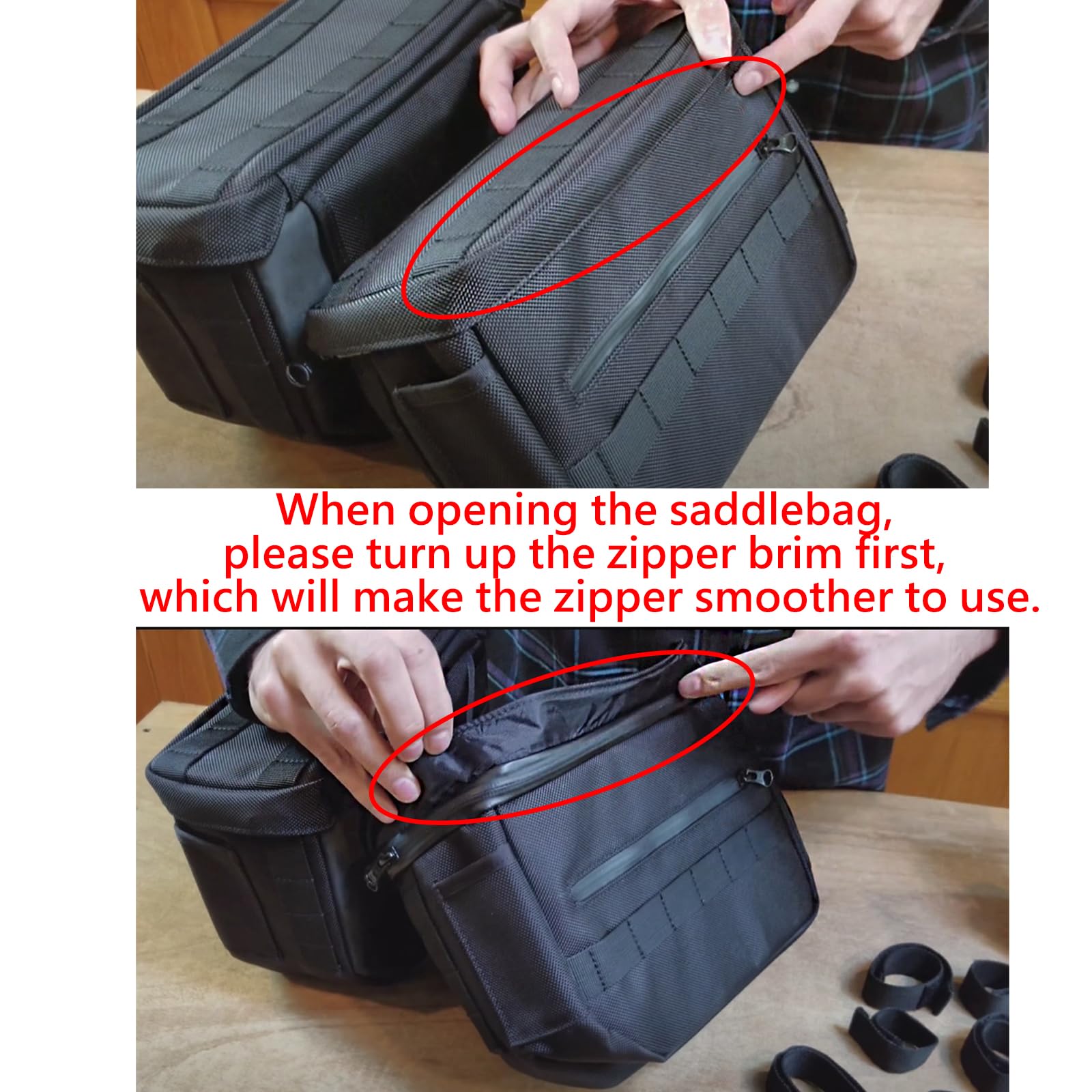 Universal Motorcycle Saddlebags - 14.5L (3.8 Gallon) Waterproof Luggage Storage Bags for Harley Softail Dyna Super Glide Sportster FXR - Perfect for Long Distance Travel, Road Trips & Daily Commuting