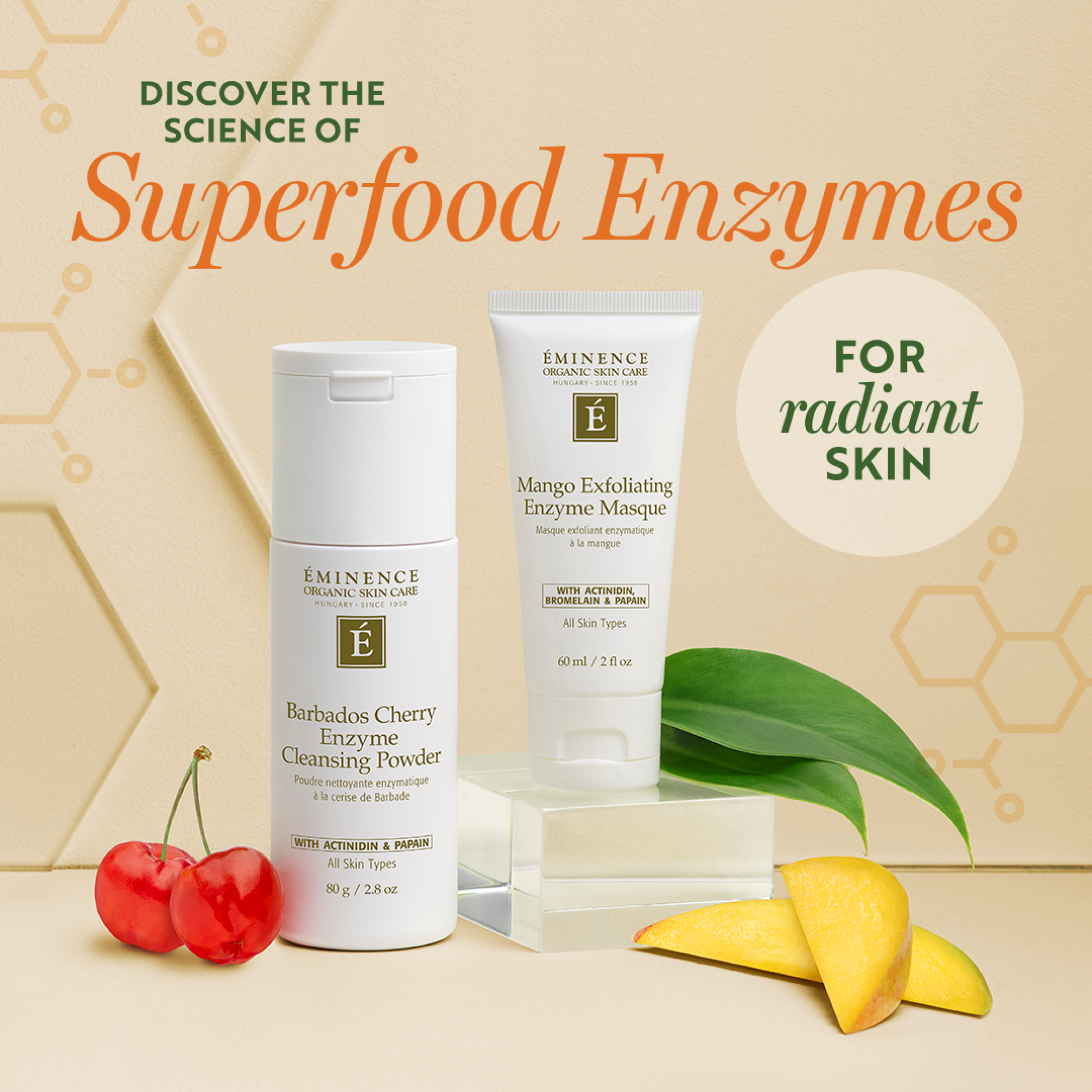 Eminence Organics Barbados Cherry Enzyme Cleansing Powder - Gentle Exfoliating Face Wash for Glowing Skin | Perfect for Daily Skincare Routine & Sensitive Skin Types